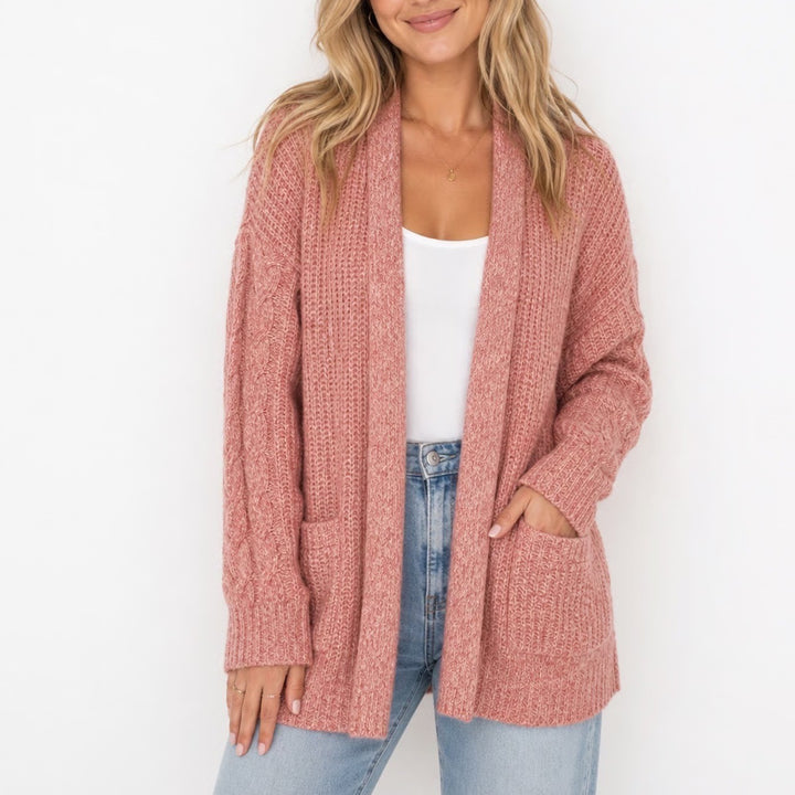 Abercrombie & Fitch Marled Orange Open Front Cardigan Sweater XS Patch Pockets
