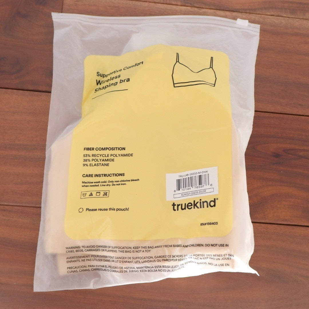 Truekind Supportive Comfort Wireless Shaping Bra Medium Chai Sweetheart Neckline