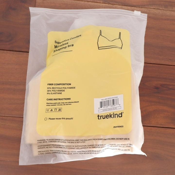 Truekind Supportive Comfort Wireless Shaping Bra Medium Chai Sweetheart Neckline