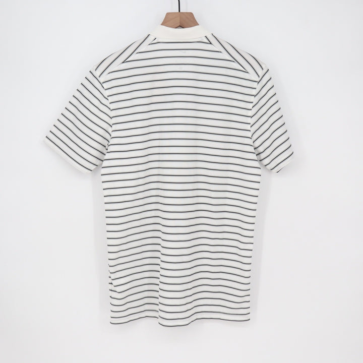 Nike Golf Mens Dri-FIT Striped Polo Shirt White Black Size S NEW