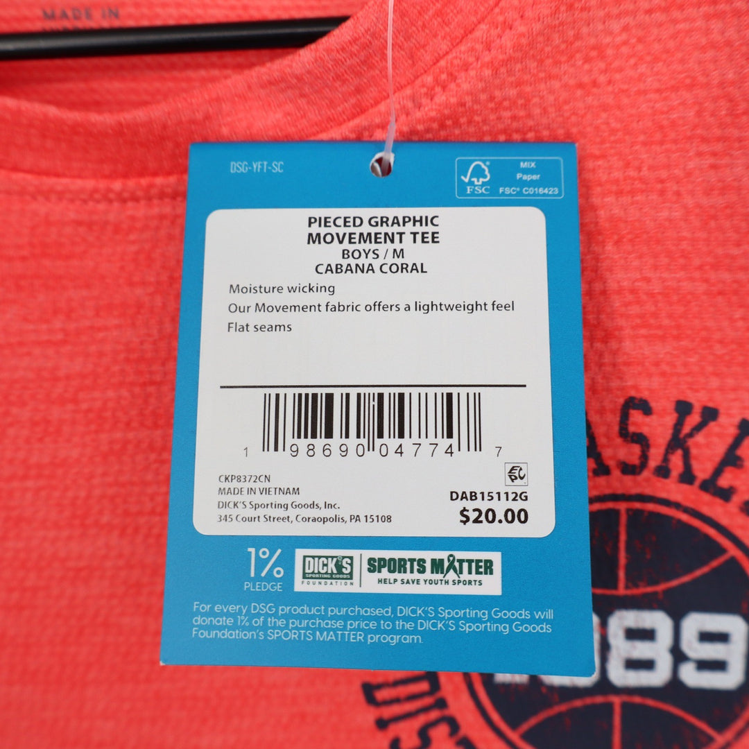 DSG Boys Cabana Coral Pieced Graphic Movement Tee Basketball Shirt Size M 10-12