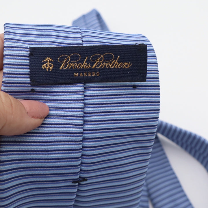 Brooks Brothers Makers Blue Horizontal Micro Stripe Silk Tie Made in USA Italy