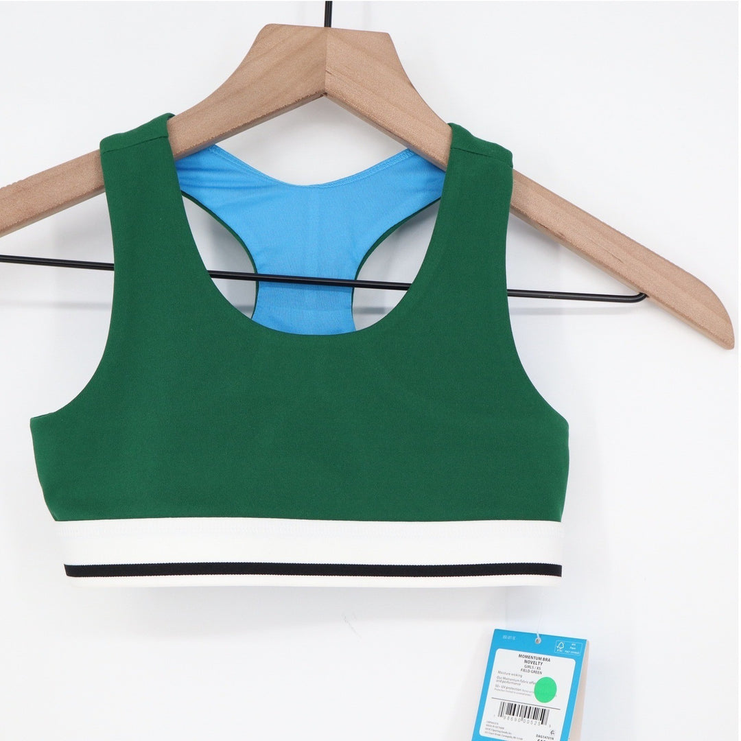 DSG Momentum Bra Girls XS Field Green Novelty Racerback Sports Bra