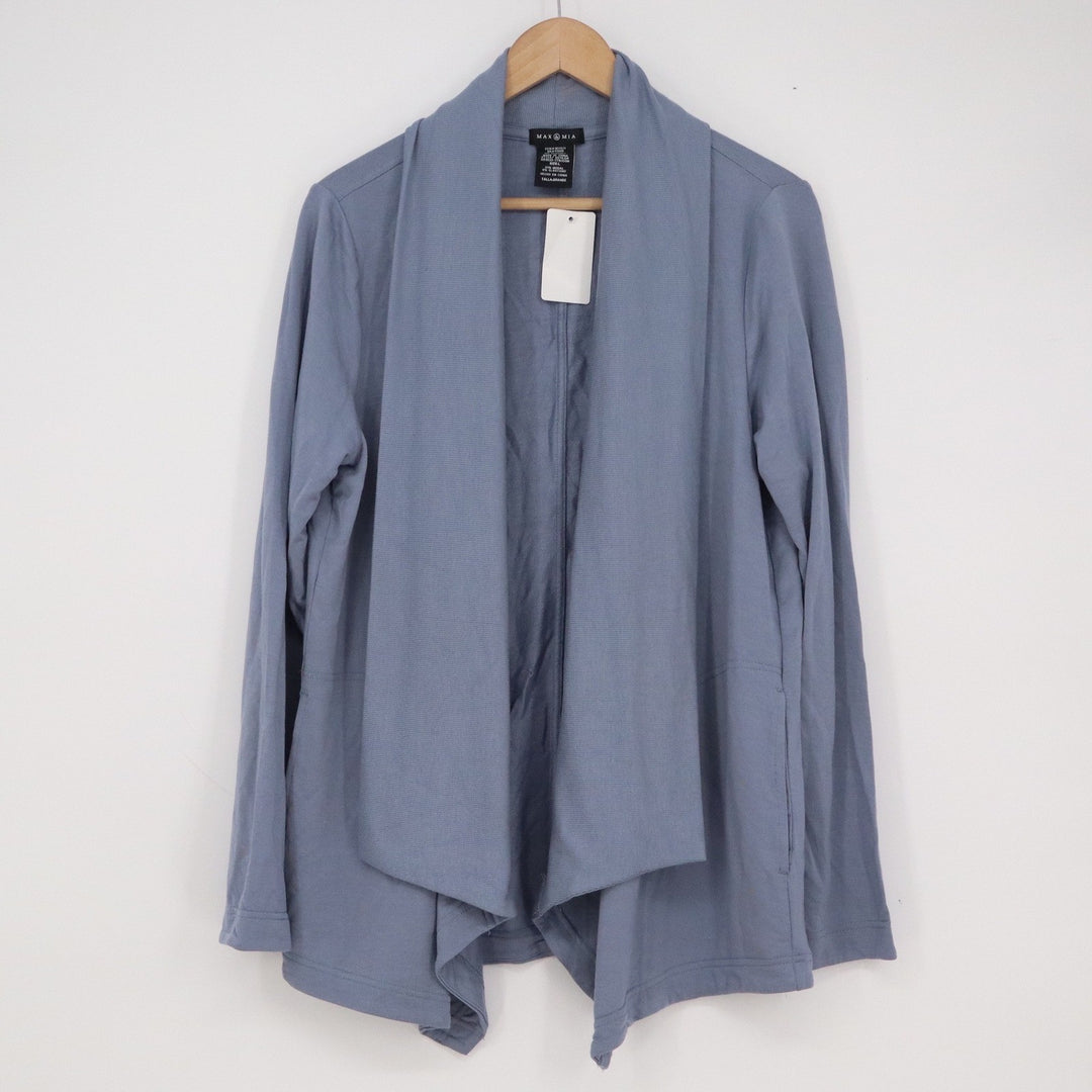 Max & Mia Womens Large Light Denim Blue Modal Draped Open Front Cardigan