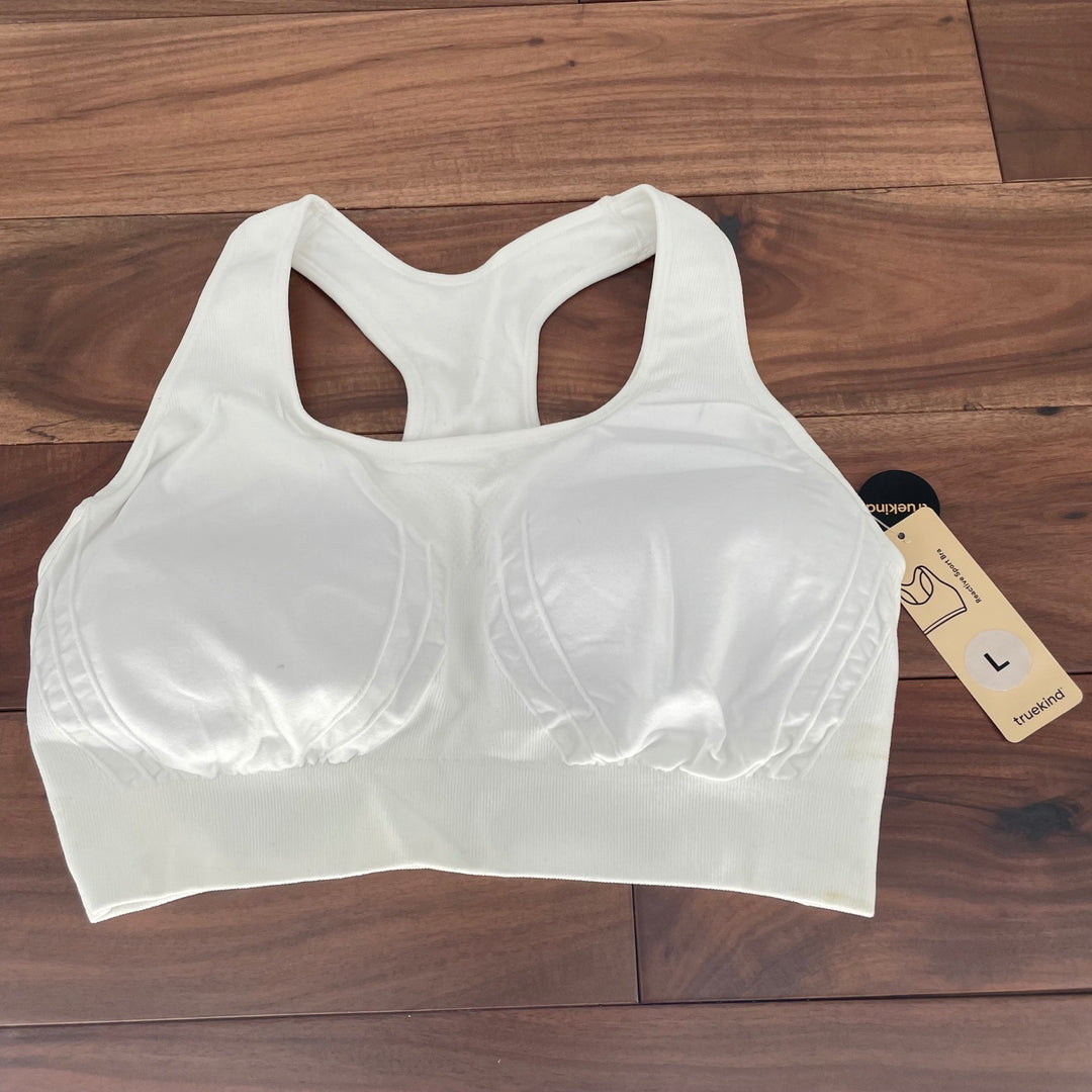 Truekind Reactive Sport Bra White Racerback Medium High Support Activewear