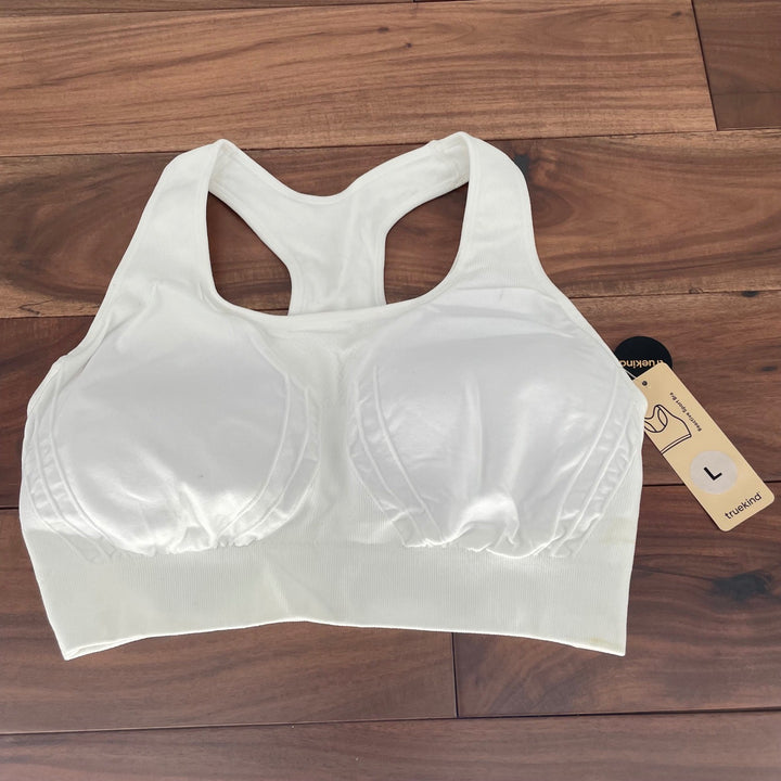 Truekind Reactive Sport Bra White Racerback Medium High Support Activewear