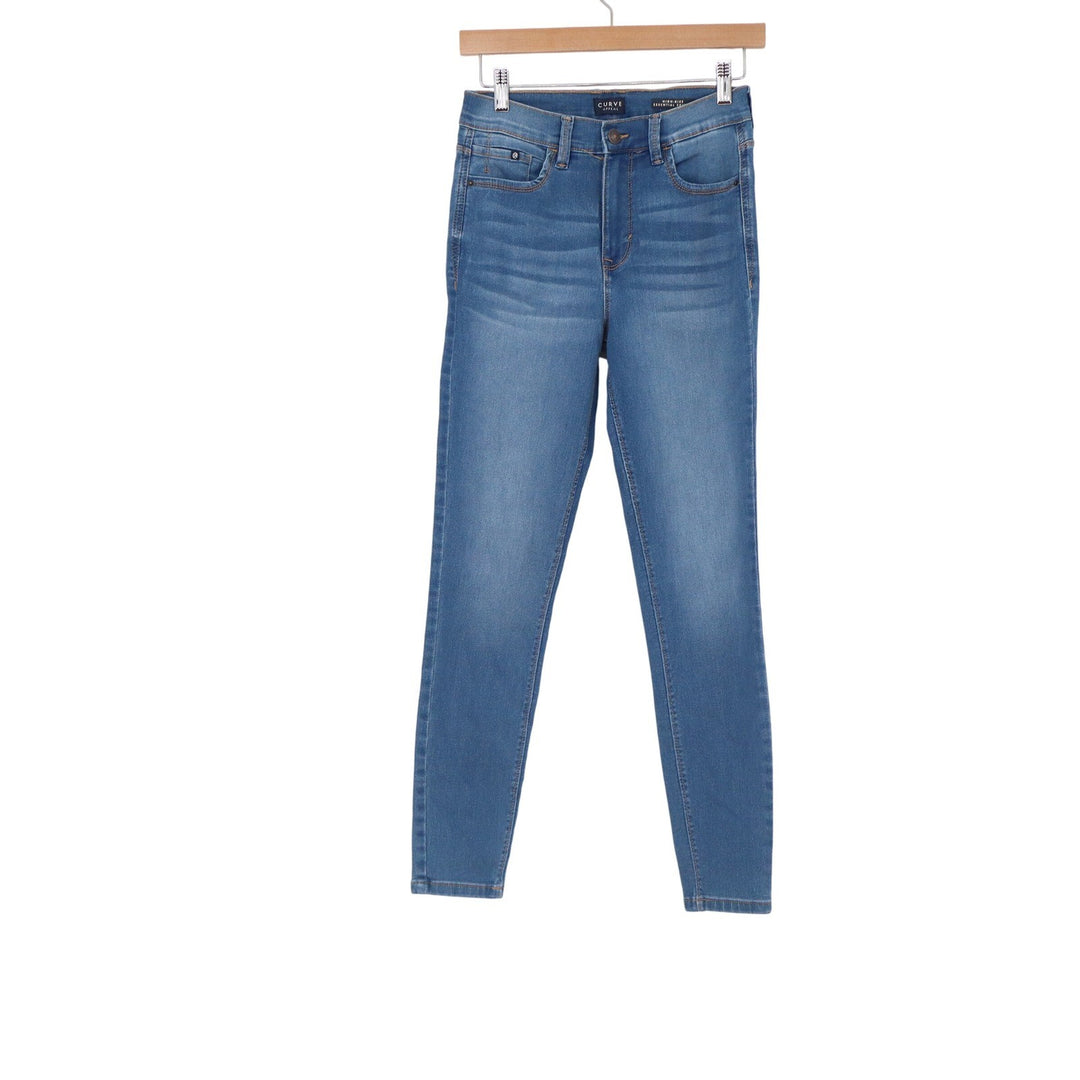 Curve Appeal Women's High Rise Essential Skinny Jeans Blue Stretch Denim Size 2