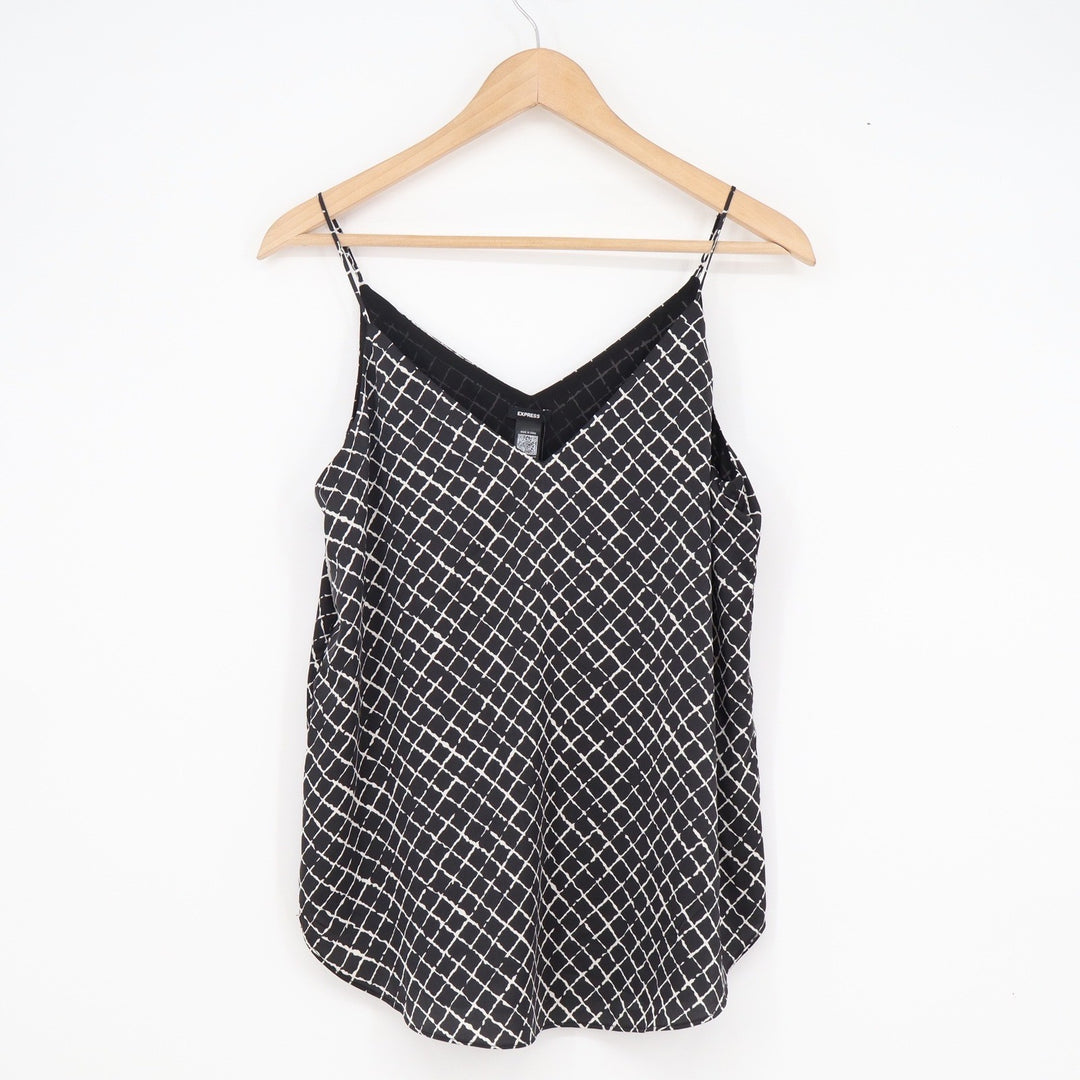 Express Womens Black White Grid V-Neck Camisole Conscious Edit Small