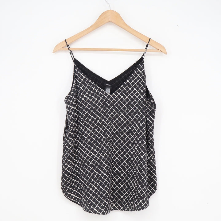 Express Womens Black White Grid V-Neck Camisole Conscious Edit Small