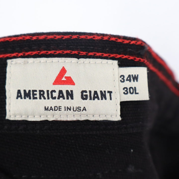 American Giant Roughneck Jeans Men 34x30 Black Canvas Cotton Mid Rise Skinny Leg