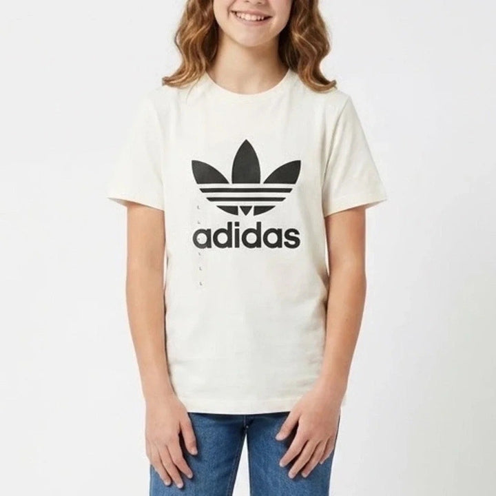 Adidas Originals Trefoil Graphic T-Shirt Off-White Cream Youth Size M