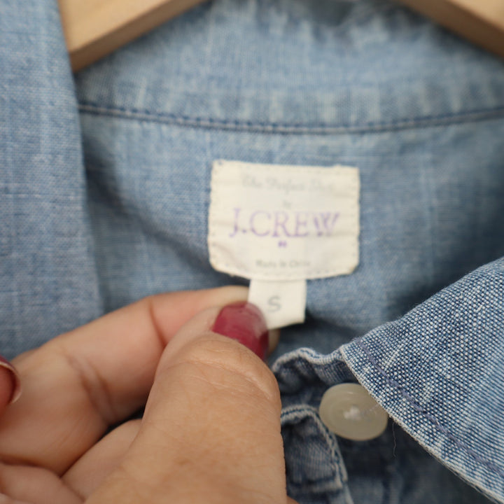 J.Crew Button-Down Womens S The Perfect Shirt Light Blue Chambray Cotton