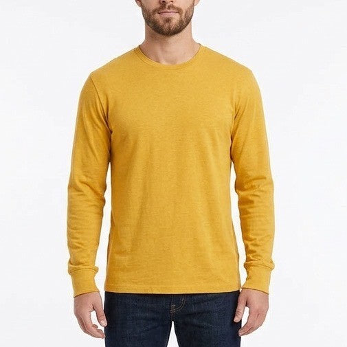 American Giant Premium Slub T-Shirt Mens L Yellow Cotton Long Sleeve Crew Neck