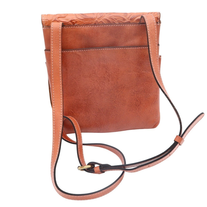 Patricia Nash Granada Womens Handbag Brown Floral Tooled Leather Crossbody Bag
