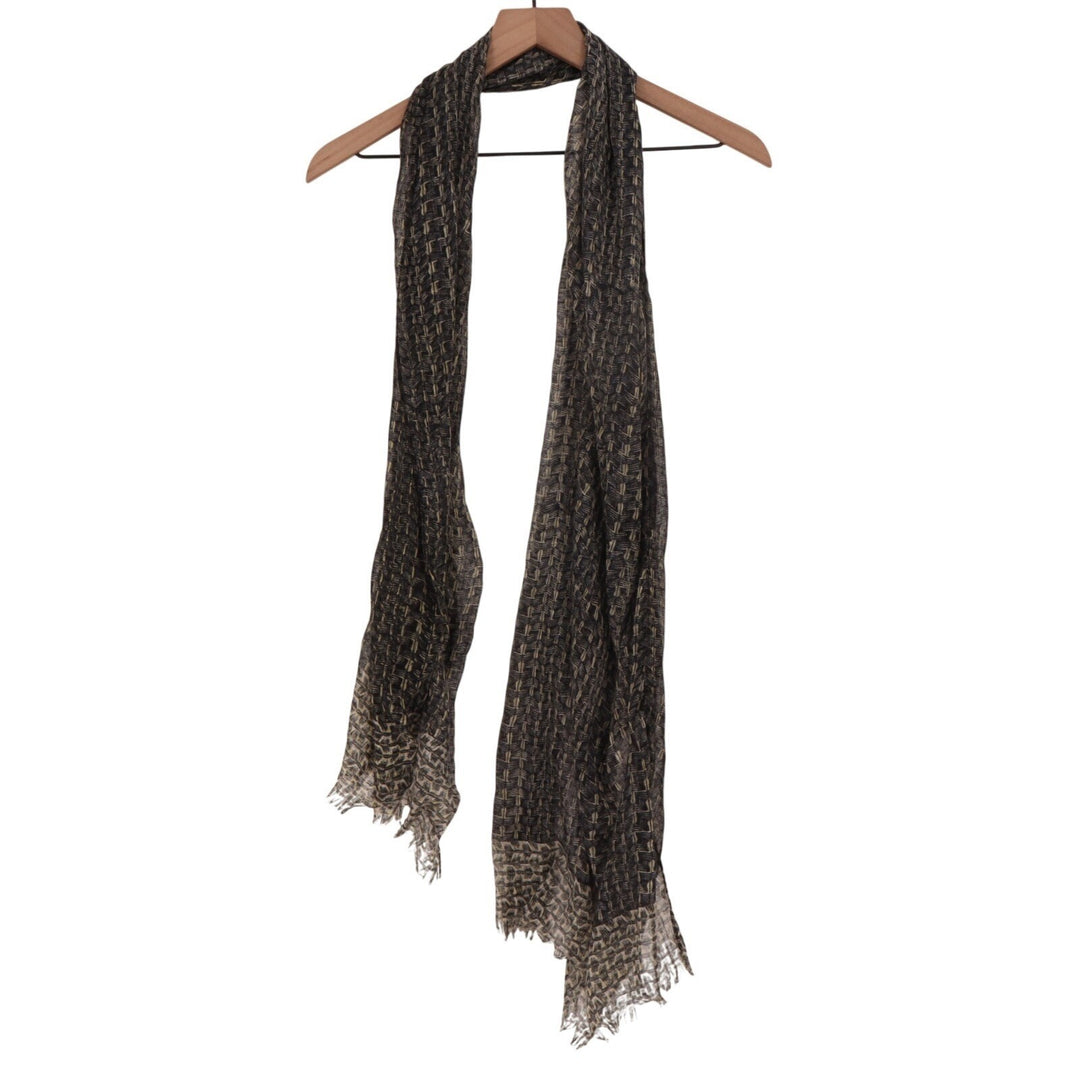 Scarf Womens Black Gray Woven Knit Fringed Edges Neck Warmer Cozy Winter Wear