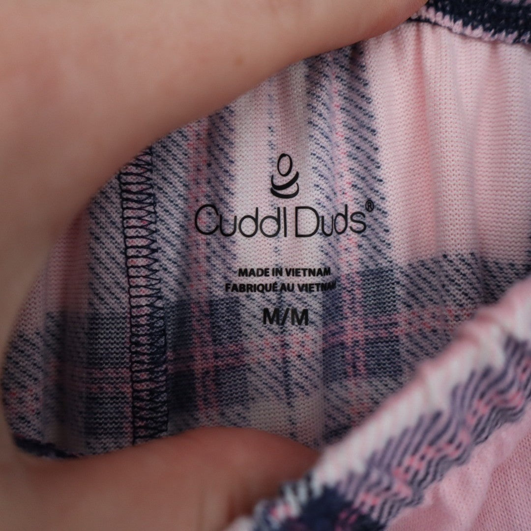 Cuddl Duds Pajama Pants Womens Medium Multi Plaid Tapered Leg Elastic Waist
