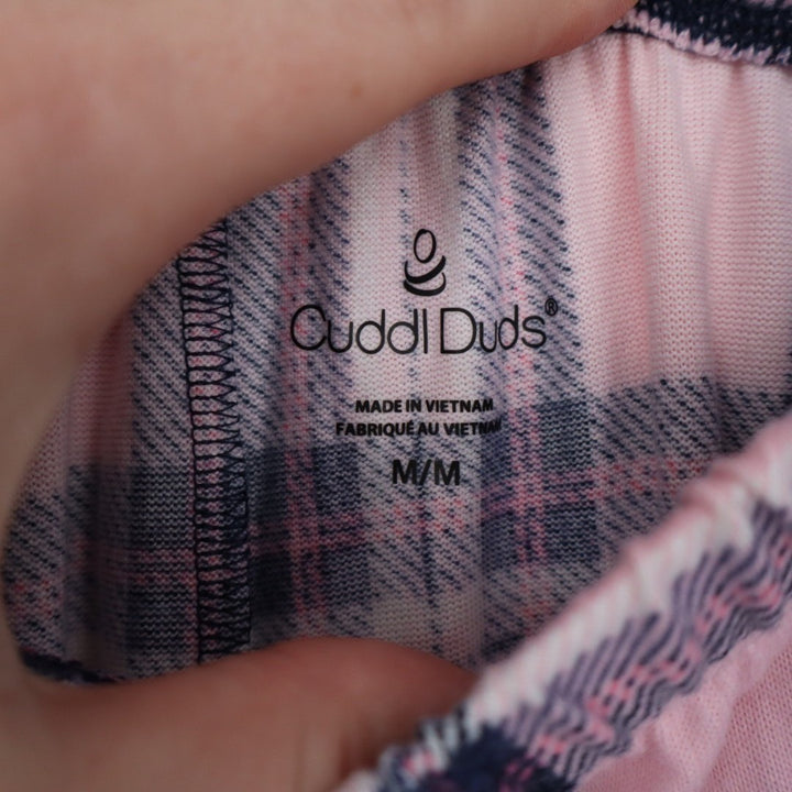 Cuddl Duds Pajama Pants Womens Medium Multi Plaid Tapered Leg Elastic Waist