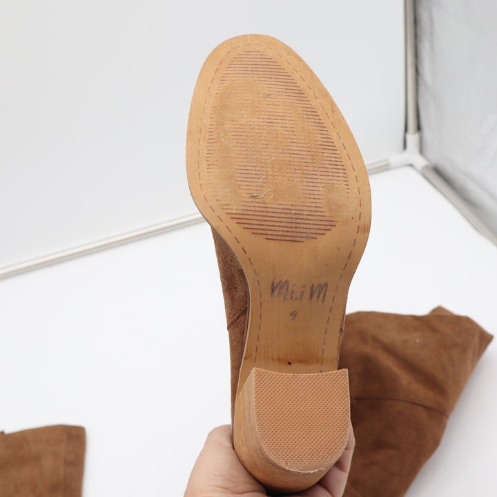 MiiM Womens Tan Faux Suede Slouchy Knee High Block Heel Boots Size 9