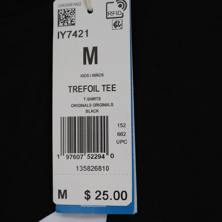Adidas Originals Kids Trefoil Tee Black White Logo T-Shirt Size Medium M