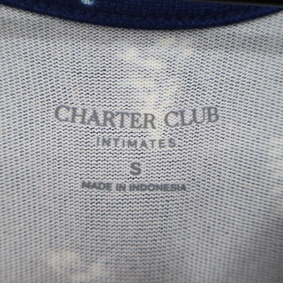 Charter Club Intimates Navy Blue Tree Print Soft Knit Long Sleeve Sleep Shirt S