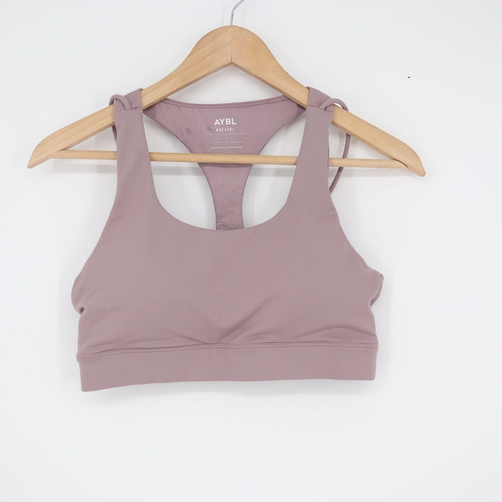 AYBL Womens Racerback Mesh Sports Bra Mauve Purple Size L