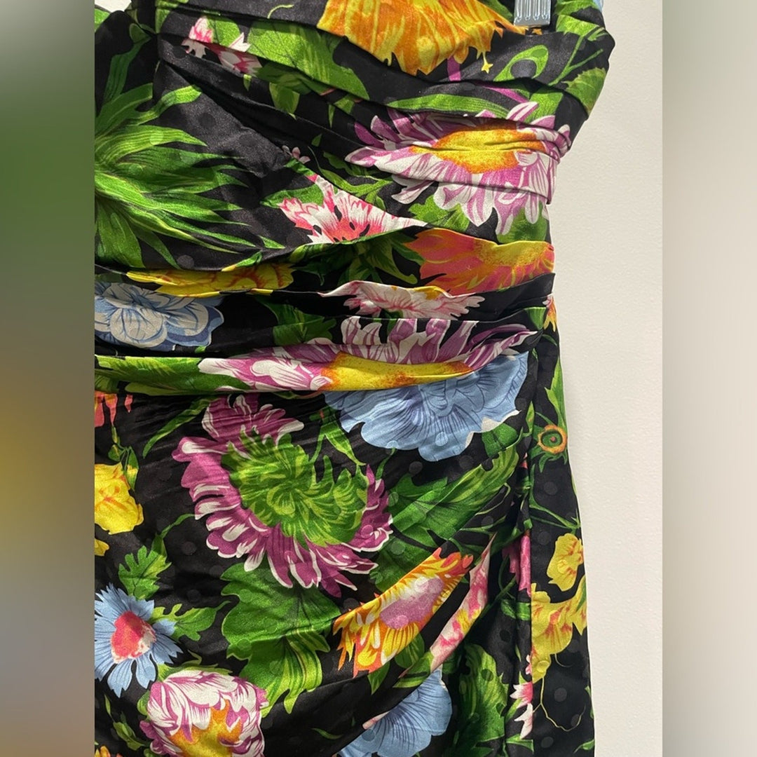 Ronny Kobo Margot Strapless Floral Satin Mini Dress Size XL
