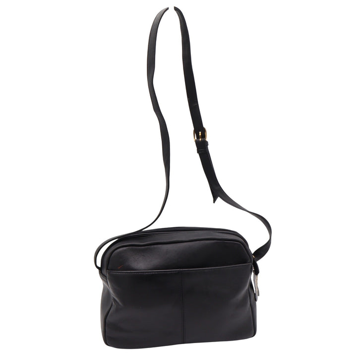 Unbranded Crossbody Bag Womens Medium Black Leather Multi-Zip Gold Trim Good
