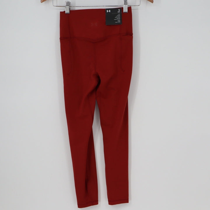 Under Armour Meridian Ankle Leggings Dark Red High Rise Pockets Womens XS