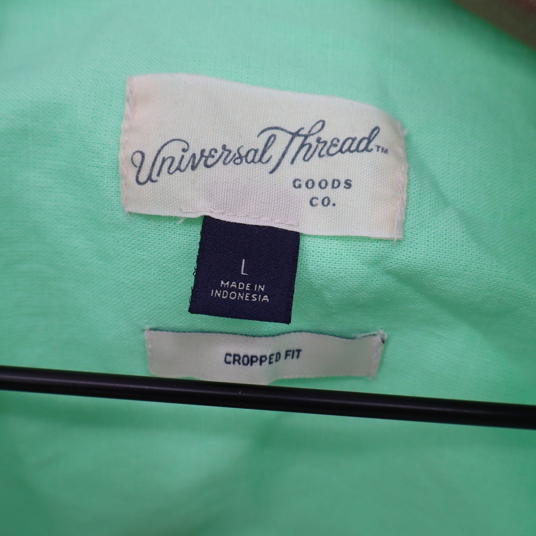 Universal Thread Mint Green Cropped Cotton Linen Button Down Shirt Womens Large