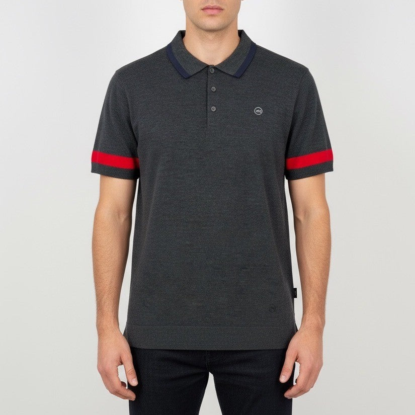 AG Green Label Men's Charcoal Grey Knit Polo Shirt Short Sleeve Size M