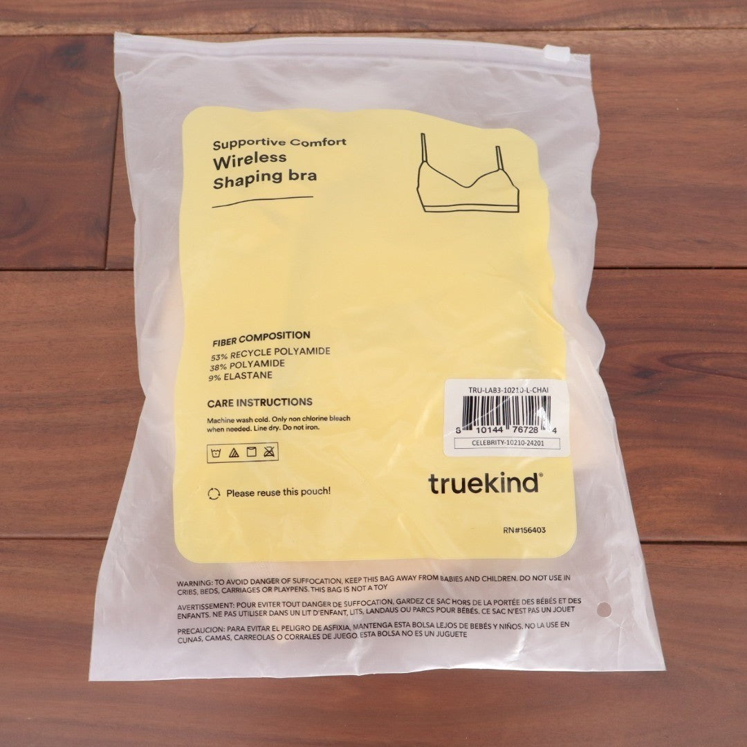 Truekind Supportive Comfort Wireless Shaping Bra Beige Large Seamless Stretch