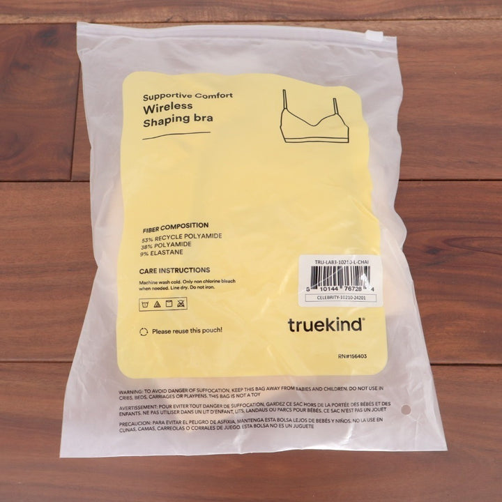 Truekind Supportive Comfort Wireless Shaping Bra Beige Large Seamless Stretch