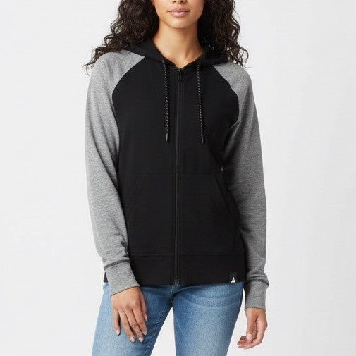 American Giant Womens Black Gray Raglan Zip Hoodie Made USA Size S