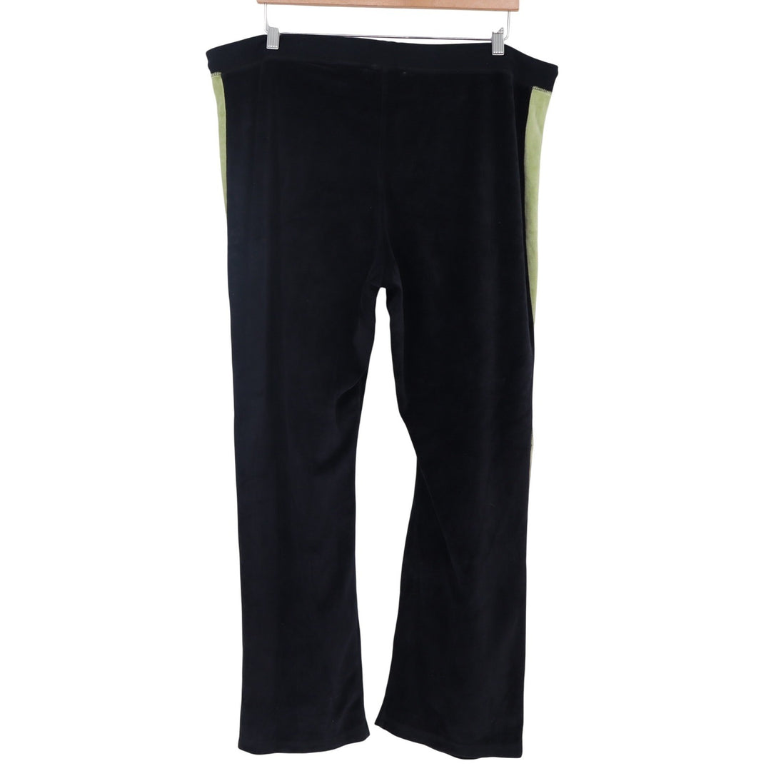 One Step Up Plus Track Pants Womens 2X Velour Black Green Side Stripe Excellent