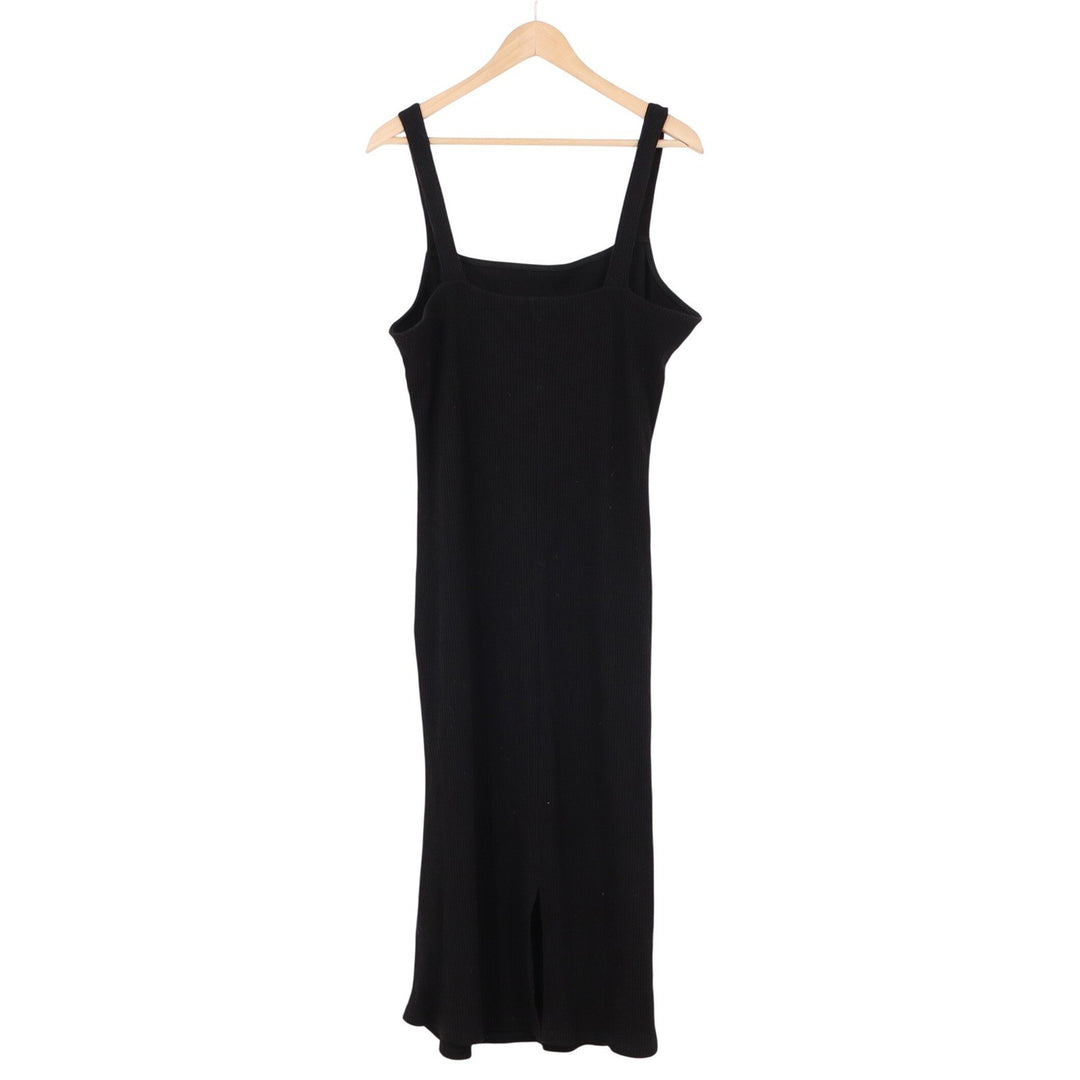 Eloquii Dress Womens 18 Midi Ribbed Knit Black Square Neck Sleeveless Excellent