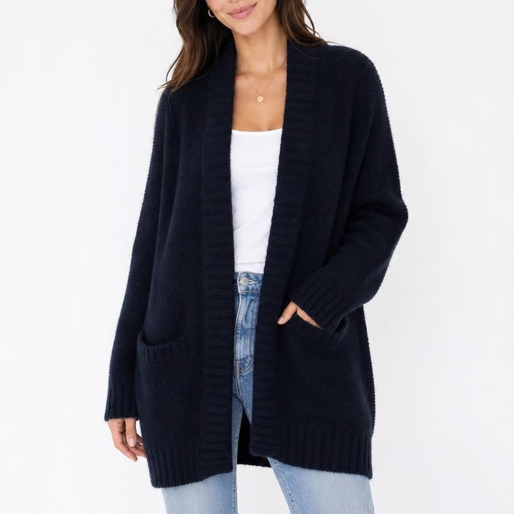 Hollister Womens Navy Blue Textured Chunky Knit Open Front Cardigan Sweater M