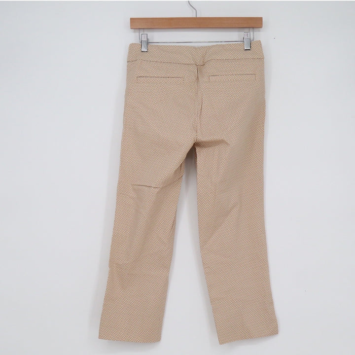 Adrienne Vittadini Tan Geometric Print Ankle Pants Womens Size 2 Slim Stretch