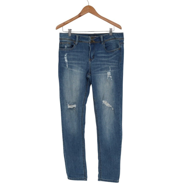Indigo Rein Jeans Womens 13 Blue Denim Distressed 5-Pockets High Rise Skinny Leg