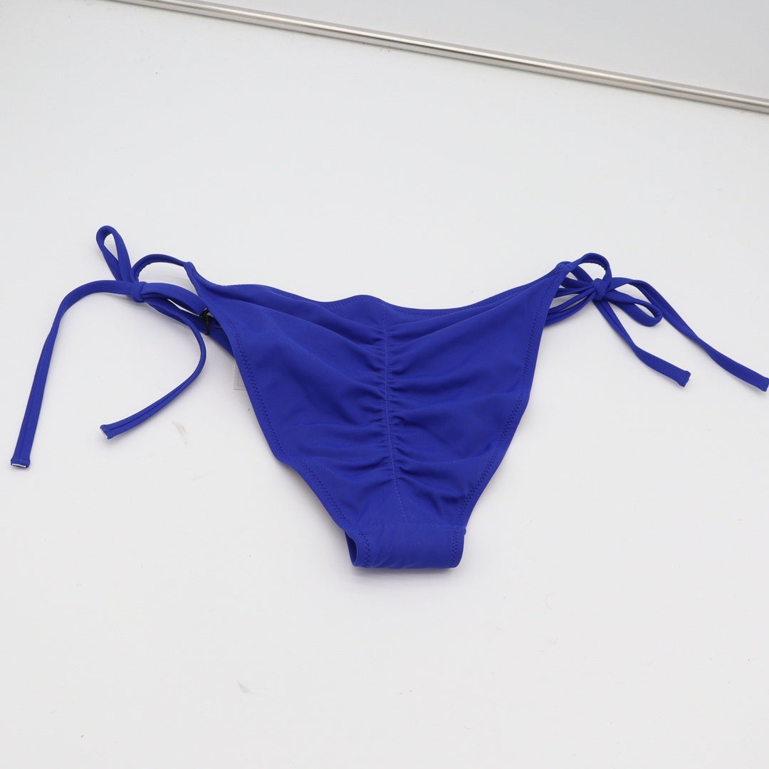 Shade & Shore Bikini Bottom Womens S Cheeky Side Tie Blue Ruched New