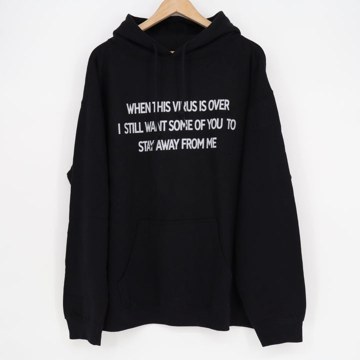 Hoodie Mens Black When this Virus is Over Graphic Kangaroo Pockets Pullover