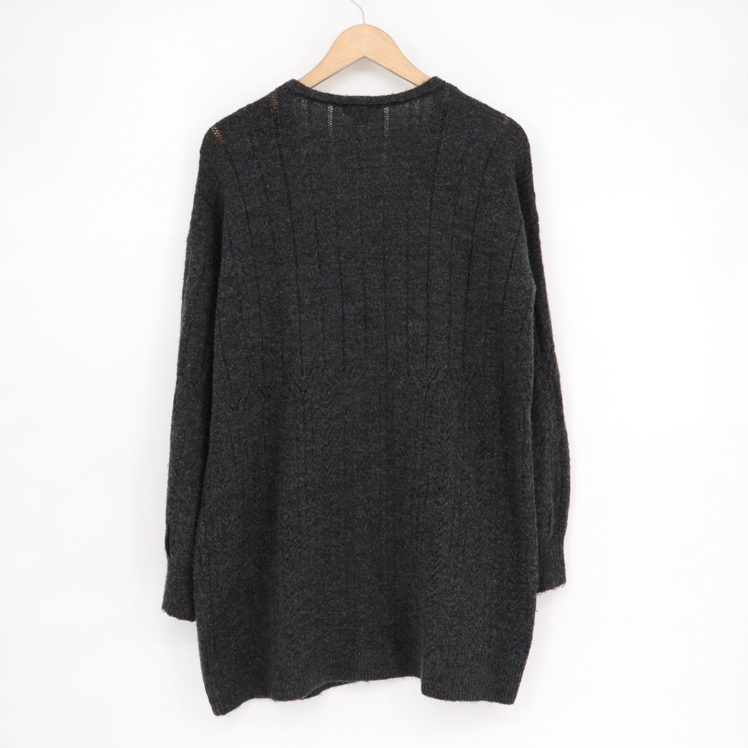 Knox Rose Cardigan Sweater Womens Medium Gray Rib Stretch Open Front Long Sleeve