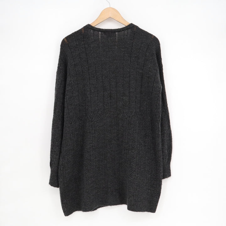Knox Rose Cardigan Sweater Womens Medium Gray Rib Stretch Open Front Long Sleeve