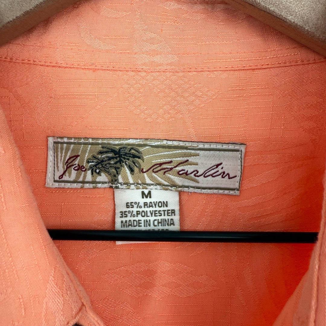 Joe Marlin Mens Orange Leaf Print Short Sleeve Button Up Shirt Size M