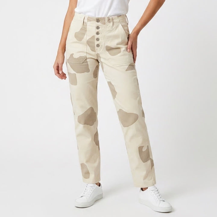 Anthropologie Wanderer Utility Pants Women 27 Multi Camo Cotton Stretch Mid Rise