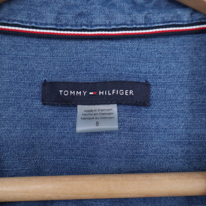 Tommy Hilfiger Dress Women's 8 Tiered Shirt Dress Blue Button-Down Denim