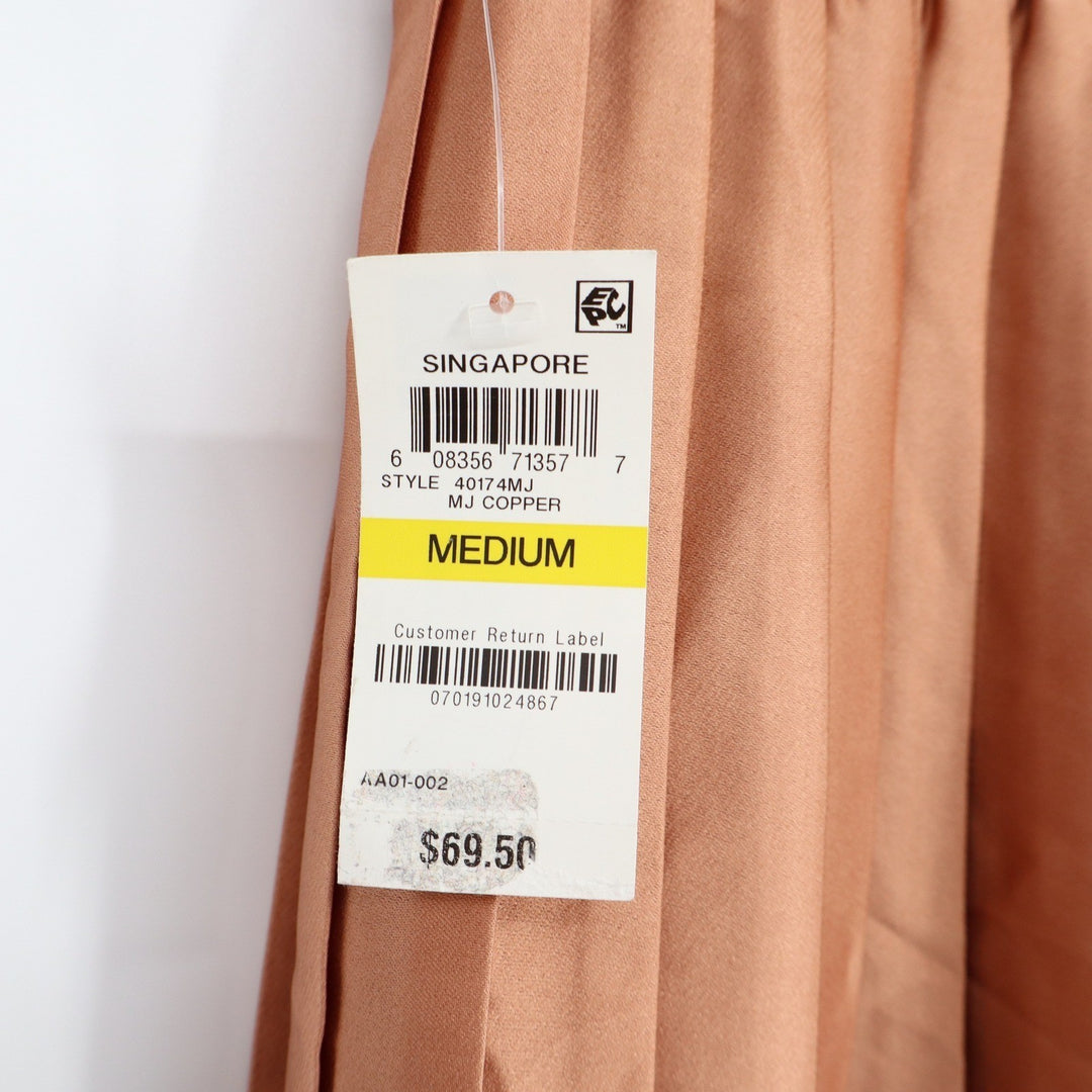 Maison Jules MJ Copper Pleated Midi Skirt Elastic Waist Medium