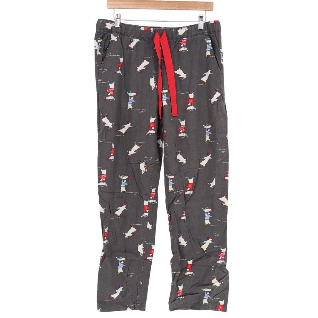 Aerie Pajama Pants Womens Medium Charcoal Gray Cotton Graphic Print Sleepwear
