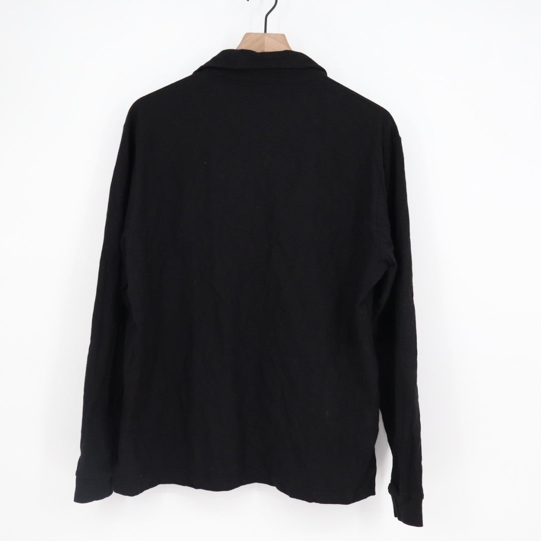 American Giant Rugby Shirts Mens Medium Black Cotton Spread Collar Outdoor Wear