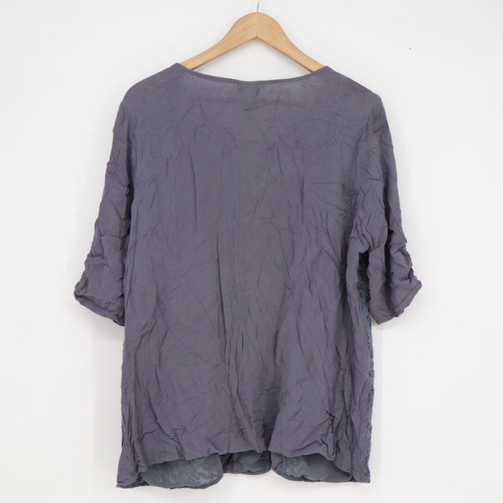Torrid Womens Size 2 Dusty Purple Lace Panel Pintuck Rayon Gauze Blouse