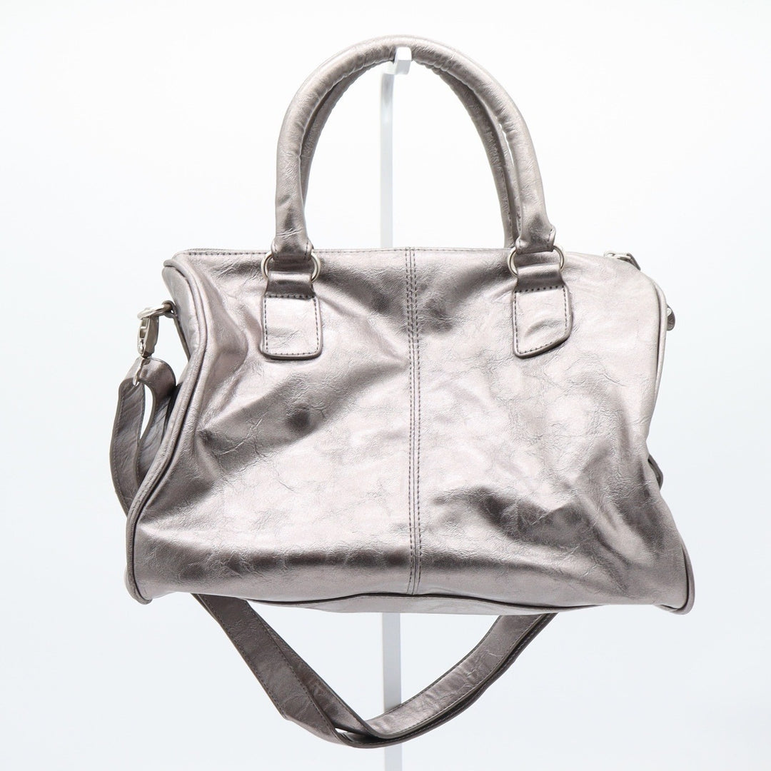 Unbranded Satchel Women Medium Pewter Metallic Crossbody Buckle Silver Excellent